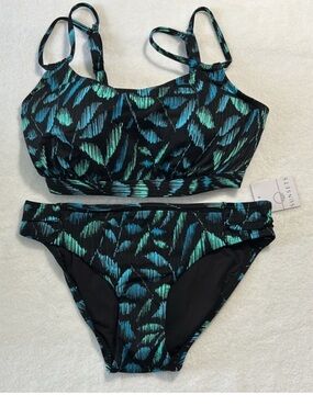Sunsets Women’s Teal & Black Printed Bikini Bottom